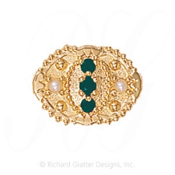GS380 E/E/PL - 14 Karat Gold Slide with Emerald center and Emerald and Pearl accents 